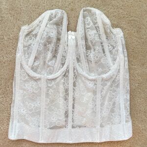 Elila White Lace Longline Bustier Top